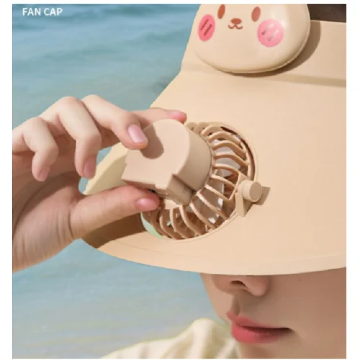 Καπέλο Ηλίου με Ανεμιστήρα & Σχέδιο Γατούλα HR2558 - Ροζ