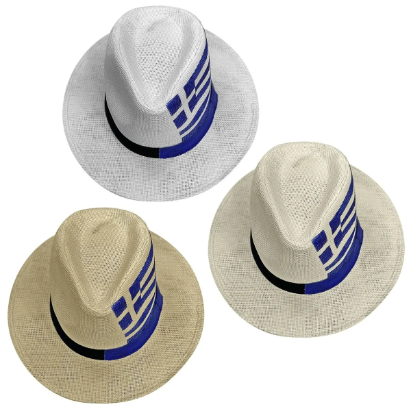 Καπέλο Ψαθόχαρτο Cowboy με Κορδέλα Ελληνική Σημαία SummerTiempo 623229