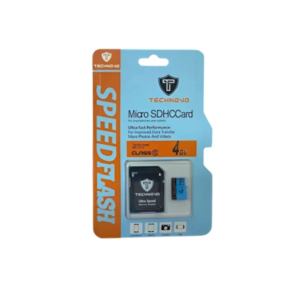 Κάρτα μνήμης Technovo microSDHC 4GB Class 10 UHS-I με αντάπτορα