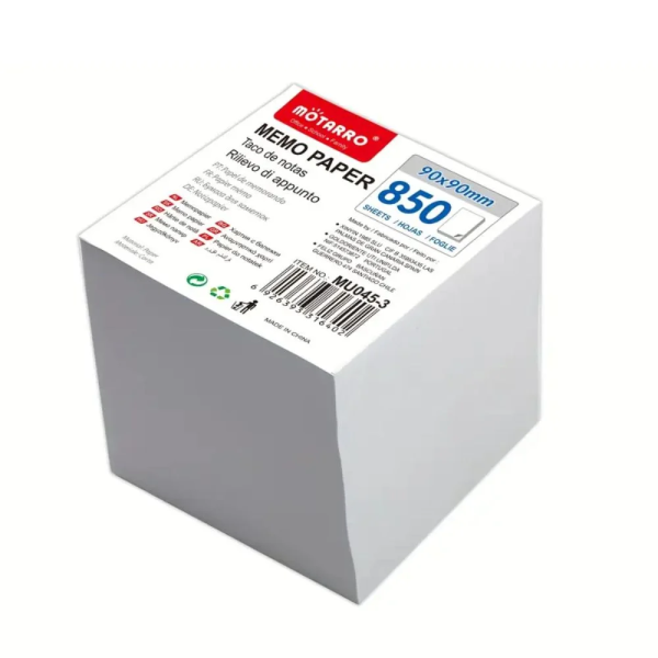 Κύβος Σημειώσεων 90x90mm Λευκό – 850 Φύλλα (1 Τεμάχιο)