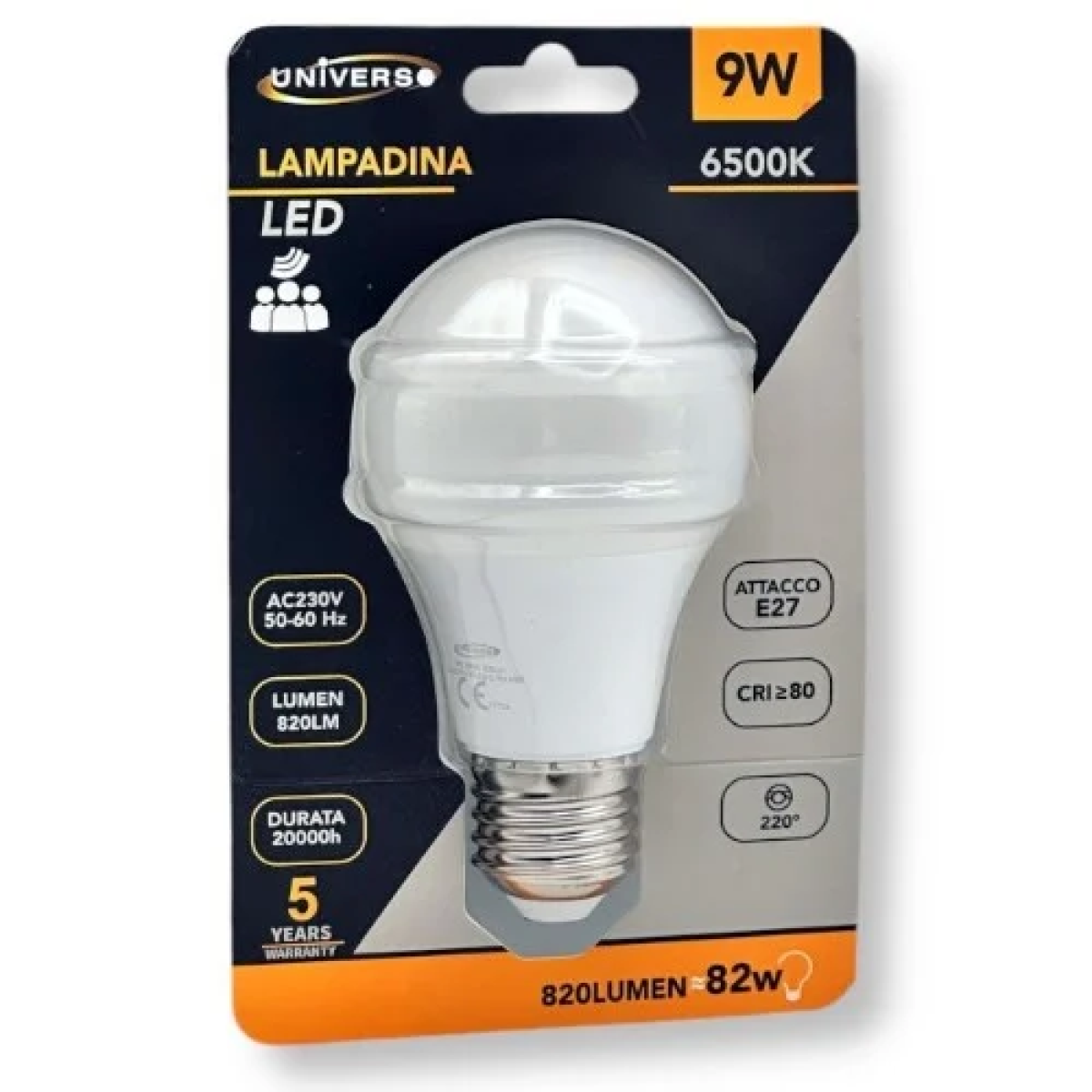 Λάμπα LED Με Αισθητήρα Κίνησης 9W 6500K E27 Universo A60H-9W-F