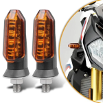 LED Φλας Μοτοσυκλέτας 8mm με Κίτρινο Φωτισμό 12V Πορτοκαλί ΦΙΜΕ Σετ 2 τμχ Kicry 056 Mini