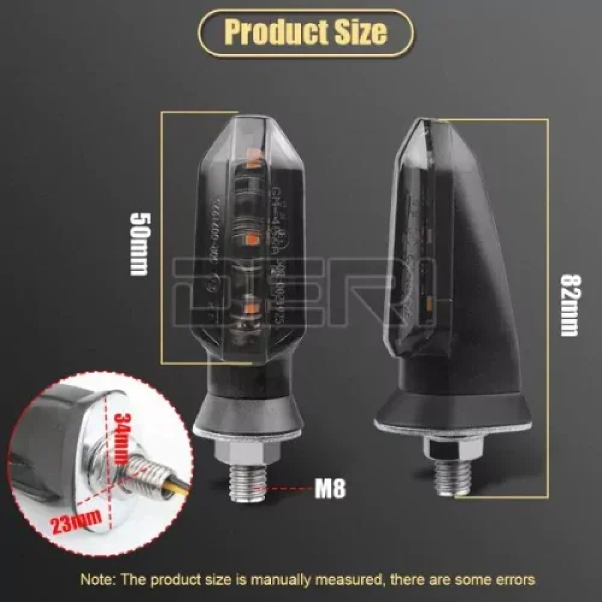 LED Φλας Μοτοσυκλέτας 8mm με Κίτρινο Φωτισμό 12V Πορτοκαλί ΦΙΜΕ Σετ 2 τμχ Kicry 056 Mini