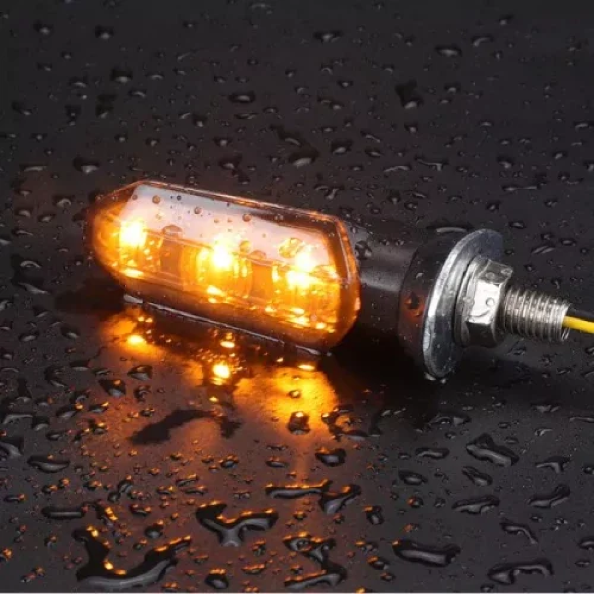 LED Φλας Μοτοσυκλέτας 8mm με Κίτρινο Φωτισμό 12V Πορτοκαλί ΦΙΜΕ Σετ 2 τμχ Kicry 056 Mini