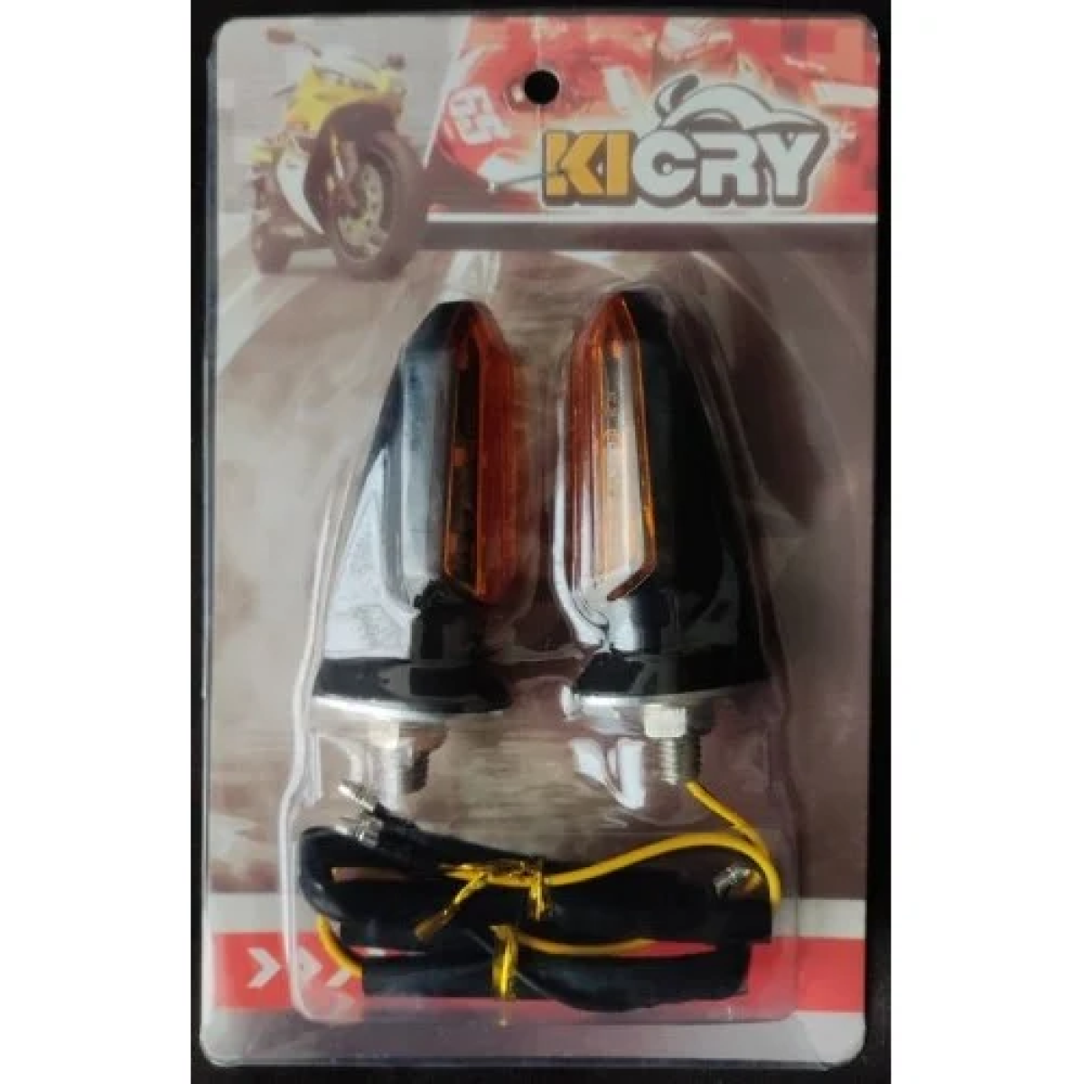 LED Φλας Μοτοσυκλέτας 8mm με Κίτρινο Φωτισμό 12V Πορτοκαλί ΦΙΜΕ Σετ 2 τμχ Kicry 056 Mini