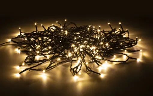 Nordic Home Λαμπάκια γιρλάντα 120 LED θερμό λευκό φως με μαύρο καλώδιο 15m LGT-111