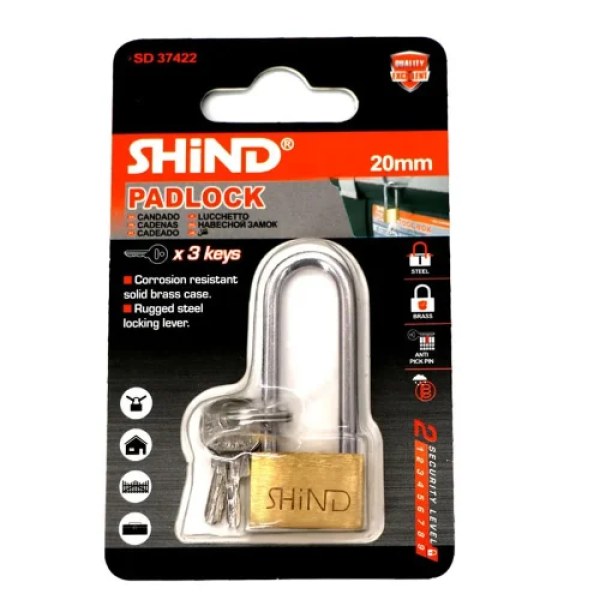 Λουκέτο Ασφαλείας 20mm με 3 Κλειδιά SHIND 37422