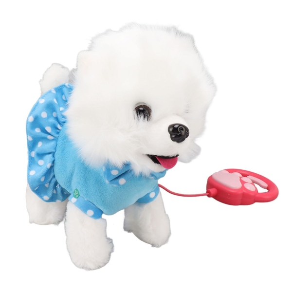 Λούτρινο Σκυλάκι που Περπατάει & Γαβγίζει με Λουράκι - Μπλε