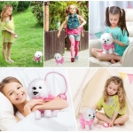 Λούτρινο Σκυλάκι που Περπατάει & Γαβγίζει με Λουράκι - Ροζ