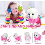 Λούτρινο Σκυλάκι που Περπατάει & Γαβγίζει με Λουράκι - Ροζ