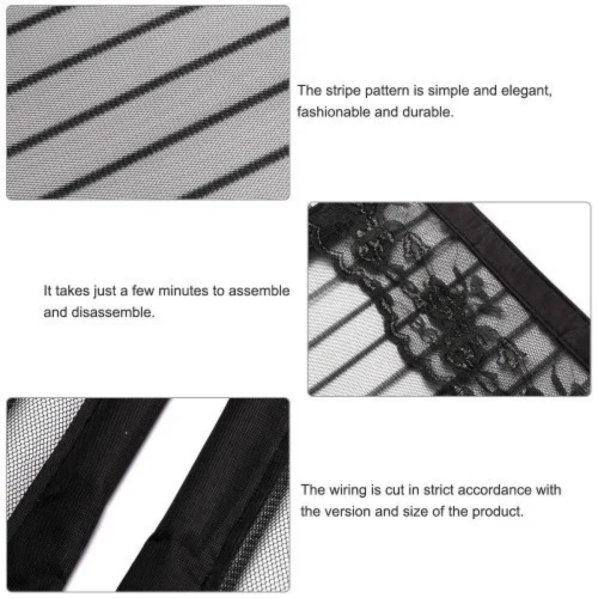 Μαγνητική Σίτα Πόρτας 90x210cm Hoomei HF-6640B Μαύρη