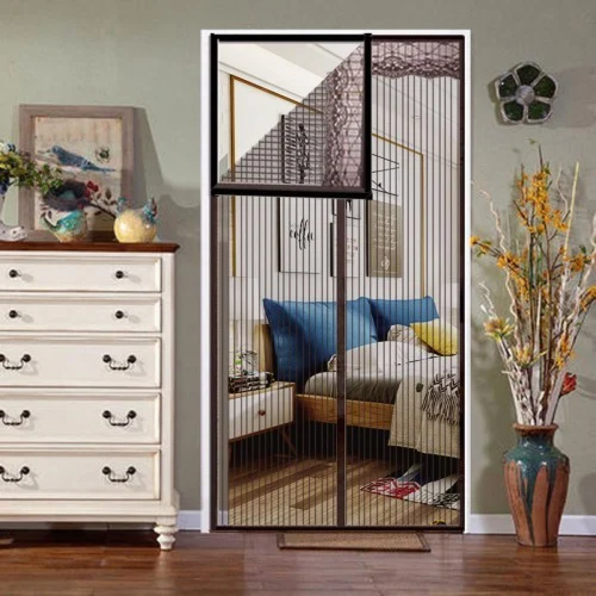 Μαγνητική Σίτα Πόρτας 90x210cm Hoomei HF-6640B Μαύρη