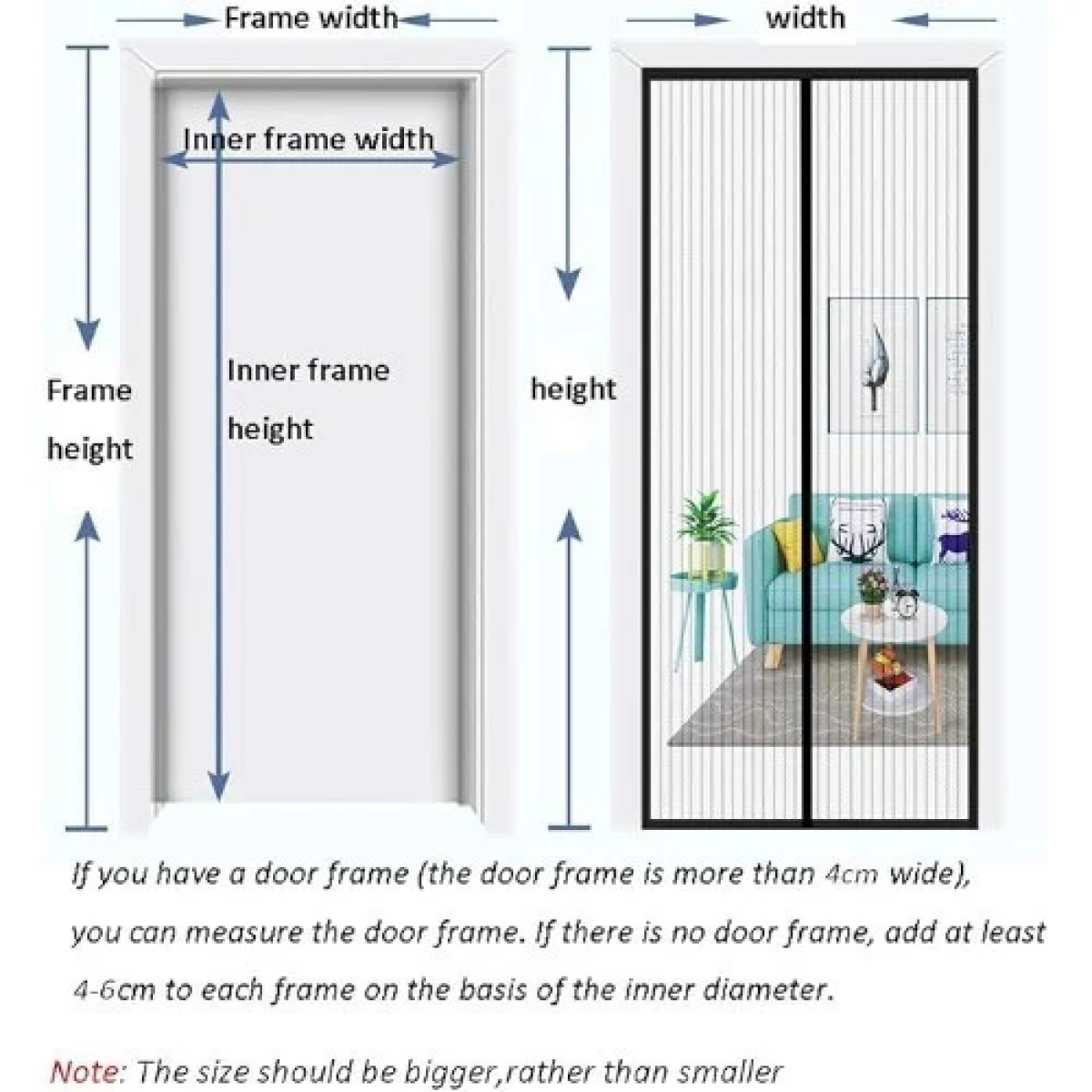 Μαγνητική Σίτα Πόρτας 90x210cm Hoomei HF-6640B Μαύρη