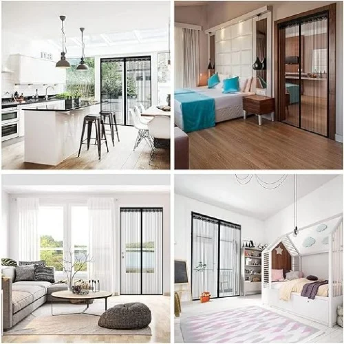 Μαγνητική Σίτα Πόρτας 90x210cm Hoomei HF-6640B Μαύρη