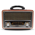 Meier M-157BT Retro Επιτραπέζιο Ραδιόφωνο Επαναφορτιζόμενο με USB Καφέ/Ασημί
