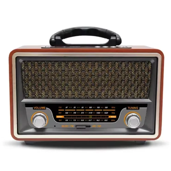 Meier M-157BT Retro Επιτραπέζιο Ραδιόφωνο Επαναφορτιζόμενο με USB Καφέ/Ασημί