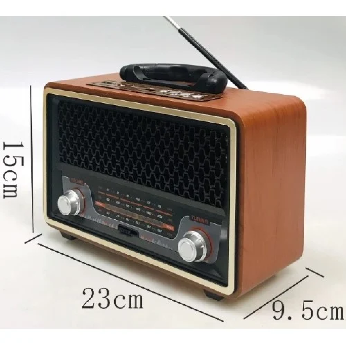 Meier M-157BT Retro Επιτραπέζιο Ραδιόφωνο Επαναφορτιζόμενο με USB Καφέ/Ασημί - Image 3