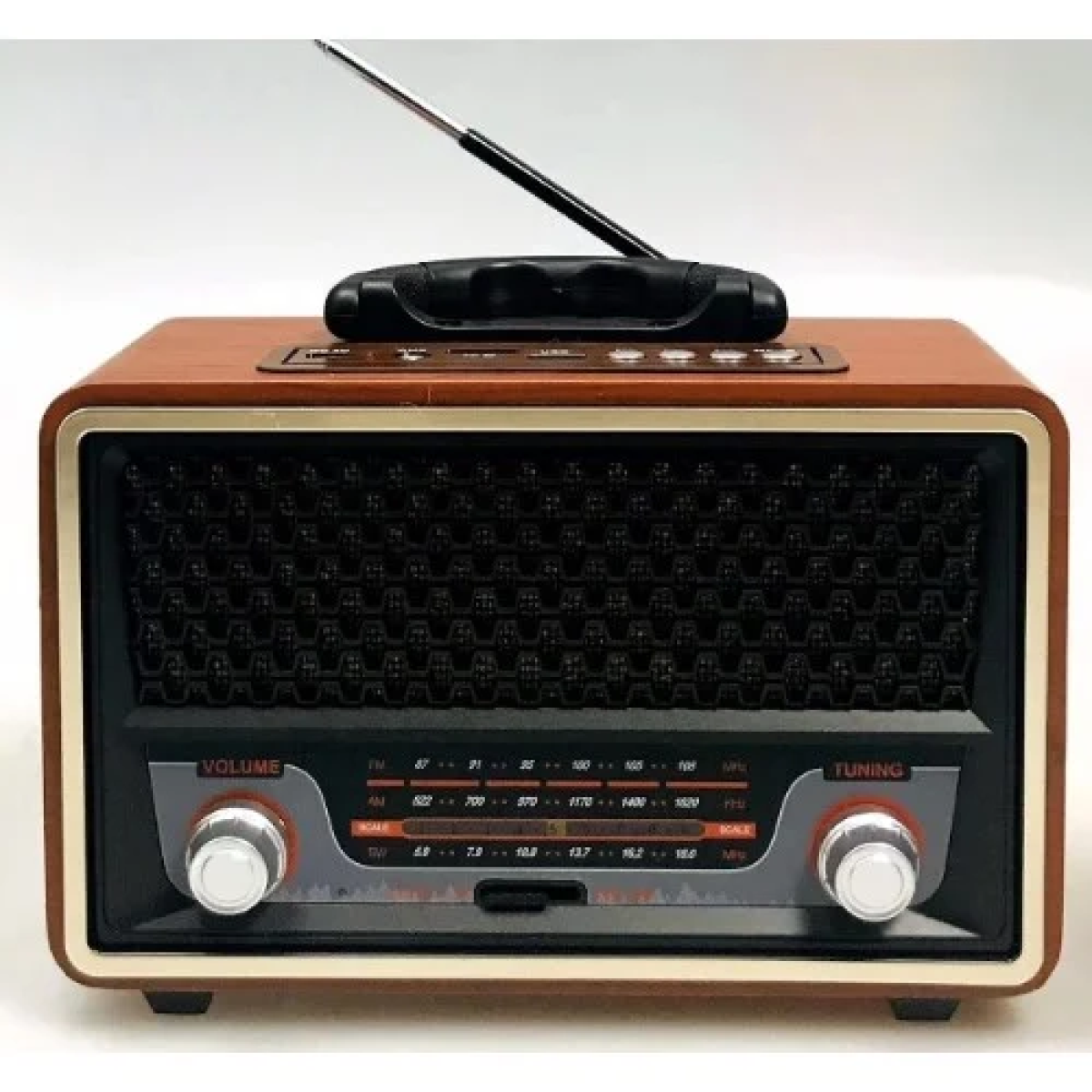 Meier M-157BT Retro Επιτραπέζιο Ραδιόφωνο Επαναφορτιζόμενο με USB Καφέ/Ασημί - Image 5