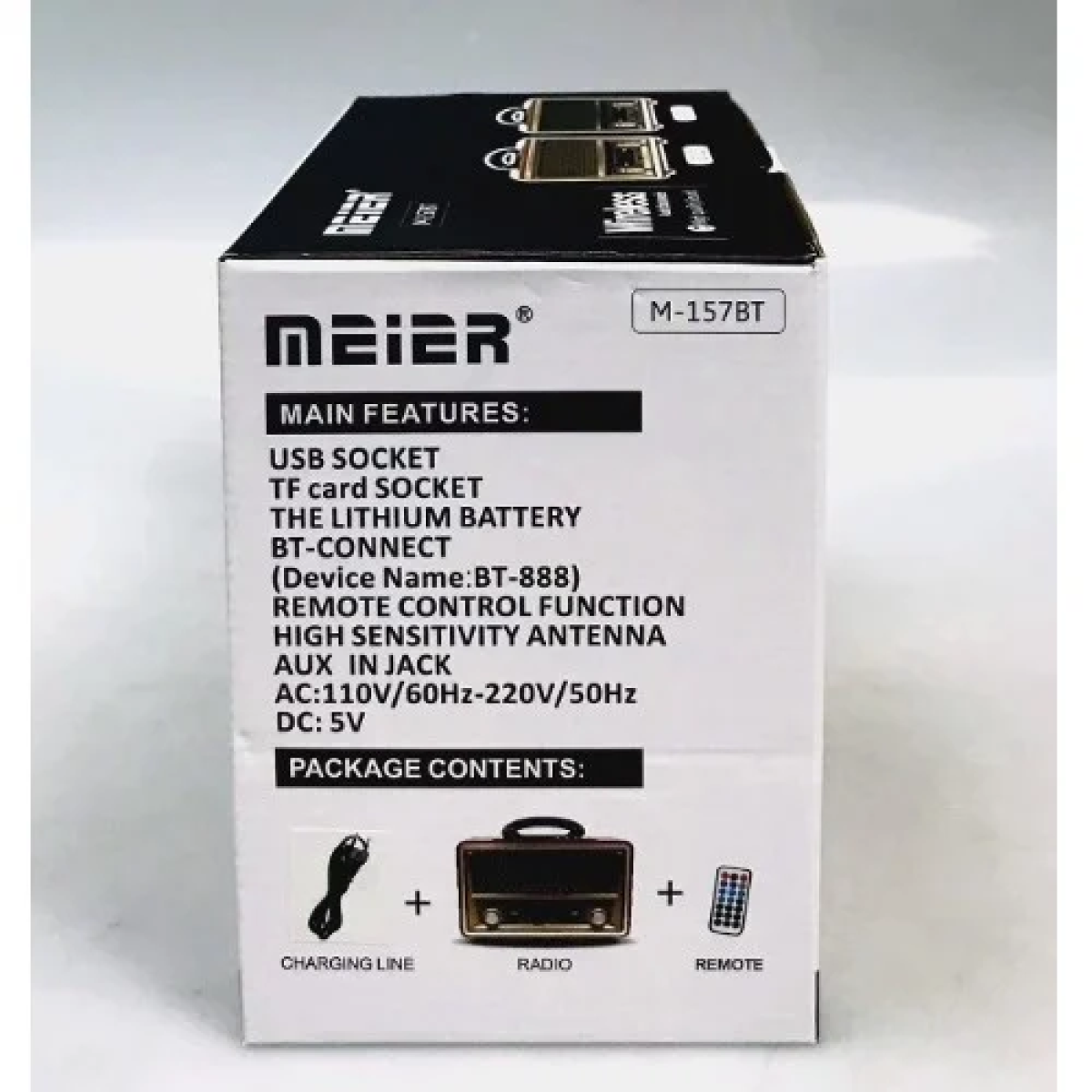 Meier M-157BT Retro Επιτραπέζιο Ραδιόφωνο Επαναφορτιζόμενο με USB Καφέ/Ασημί - Image 6