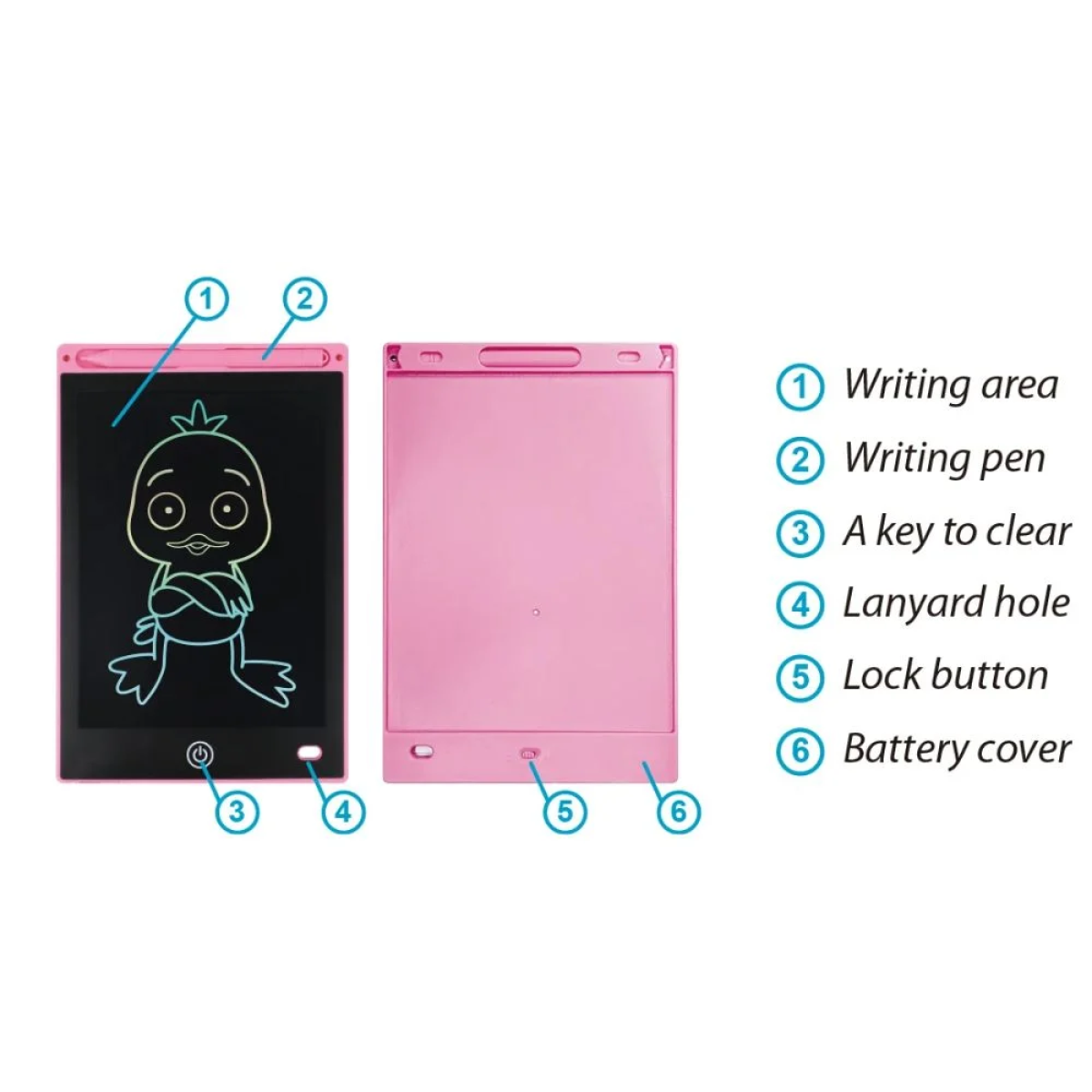 Motarro Ψηφιακός Πίνακας Γραφής 10"- Ηλεκτρονικό Σημειωματάριο με Πολύχρωμη Οθόνη LCD, Μαύρο