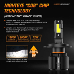 Nighteye A315-S4-H4 LED Λάμπες Αυτοκινήτου & Μοτοσικλέτας 1300lm 72W 2τμχ