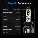 Novsight Λάμπες LED H7 33000LM 6500K 160W Σετ 2 Τεμαχίων A500-T2