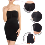 Ολόσωμο Εσώρουχο Φόρεμα που Σμιλεύει Body Slimming Tube Σετ 2τμχ - Μαύρο/Μπεζ - Image 4