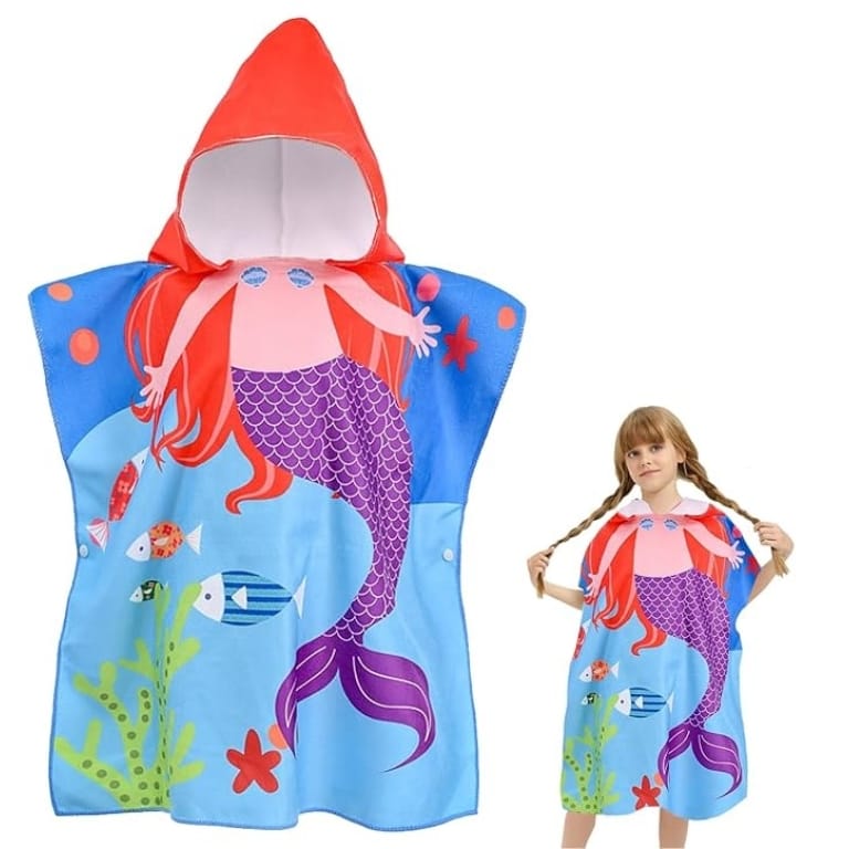 Παιδικό Poncho Θαλάσσης Απορροφητικό με Κουκούλα - Γοργόνα