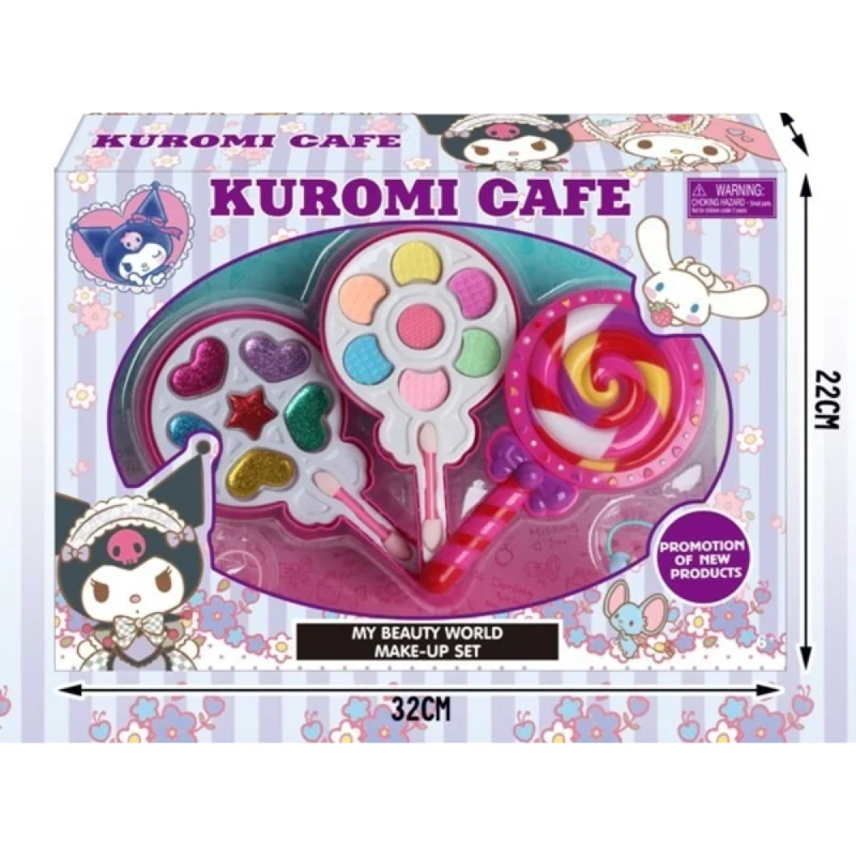 Παιδικό Σετ Μακιγιάζ Γλειφιτζούρι Kuromi Cafe Με Σκιές Και Πινέλα 3+ Ετών