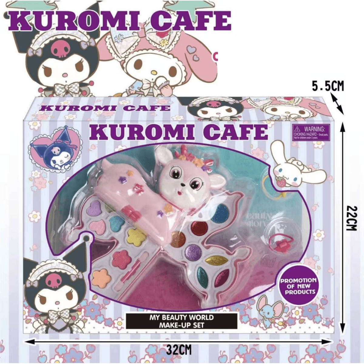 Παιδικό Σετ Μακιγιάζ Μονόκερος Kuromi Cafe Με Σκιές Και Πινέλα 3+ Ετών
