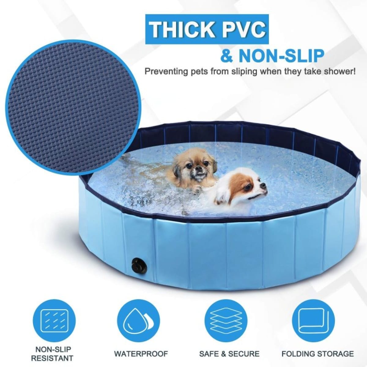 Πισίνα Kατοικιδίων Πτυσσόμενη Μπλε 80 x 20 cm από PVC