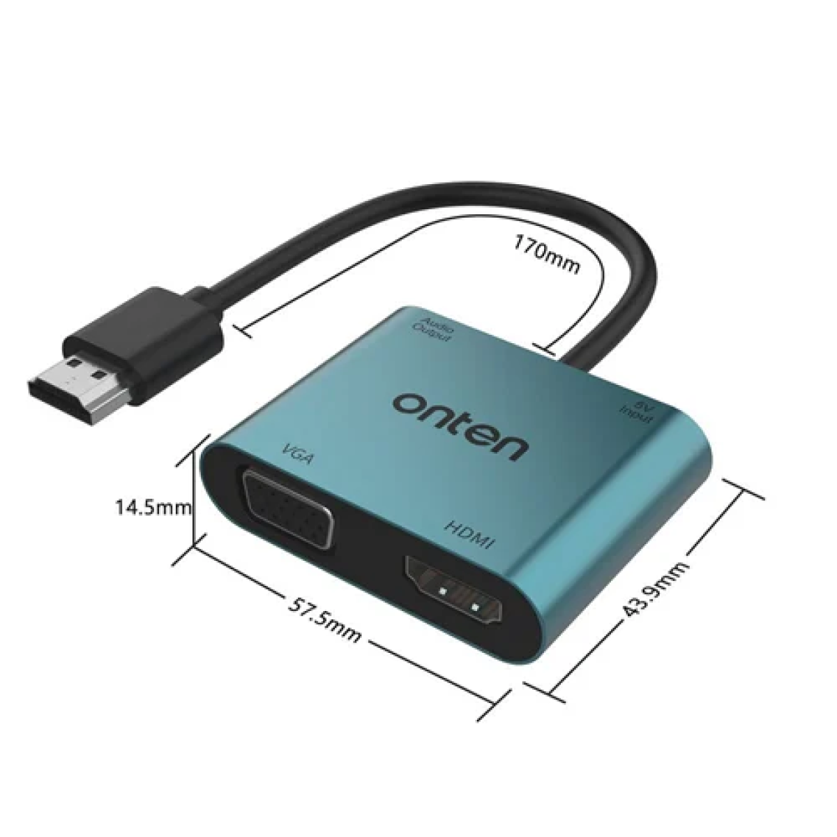 Πολυαντάπτορας 4 σε 1 HDMI + VGA με έξοδο ήχου πράσινο OTN-5166HV - Image 3
