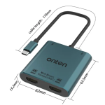 Πολυαντάπτορας 4 σε 1 Type-C με 2x HDMI, PD και USB 2.0 πράσινο OTN-9175K - Image 5