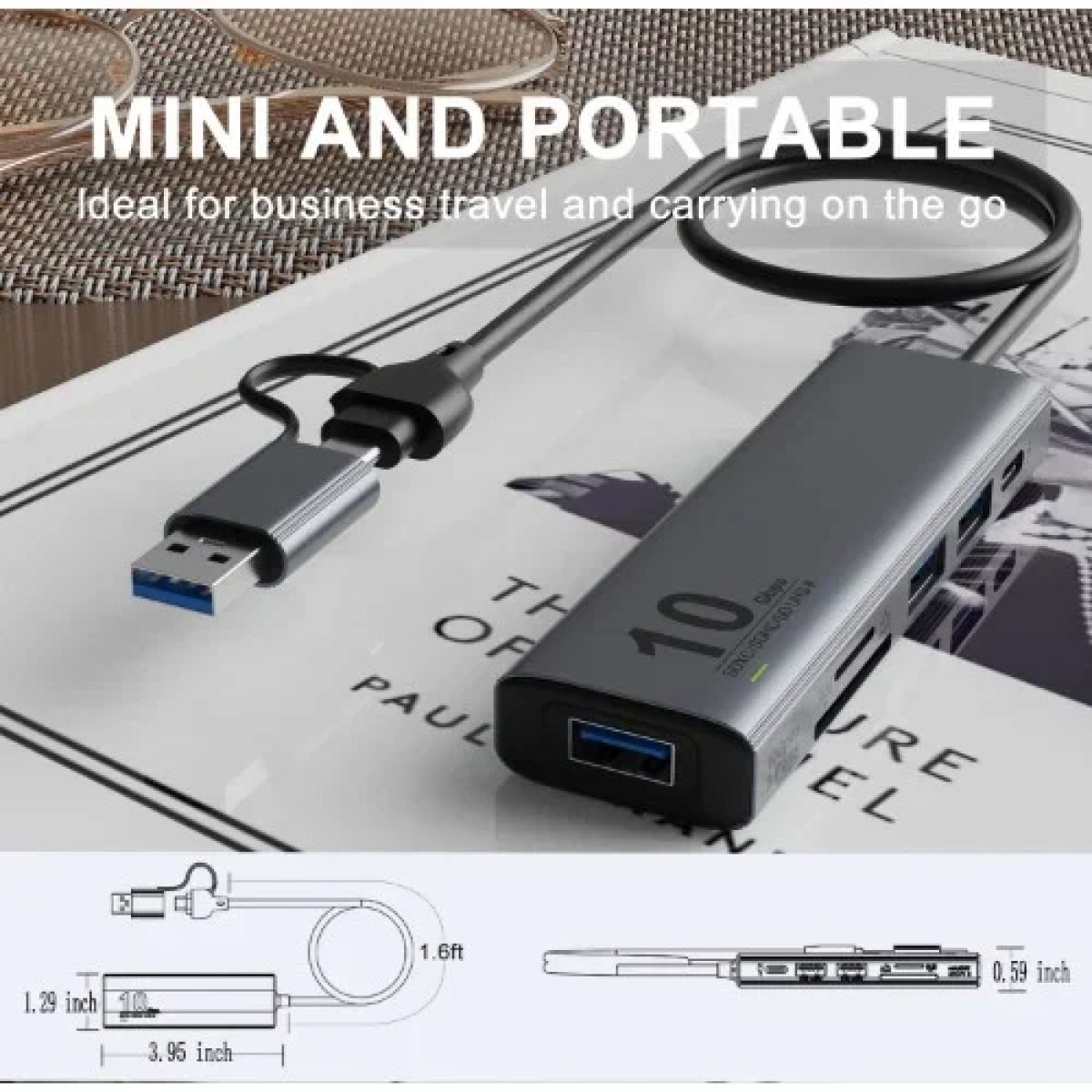 Πολυαντάπτορας USB-C 6 σε 2 με 3 θύρες USB & ταχύτητα 10Gbps OTN-UCA613+ πράσινο - Image 3