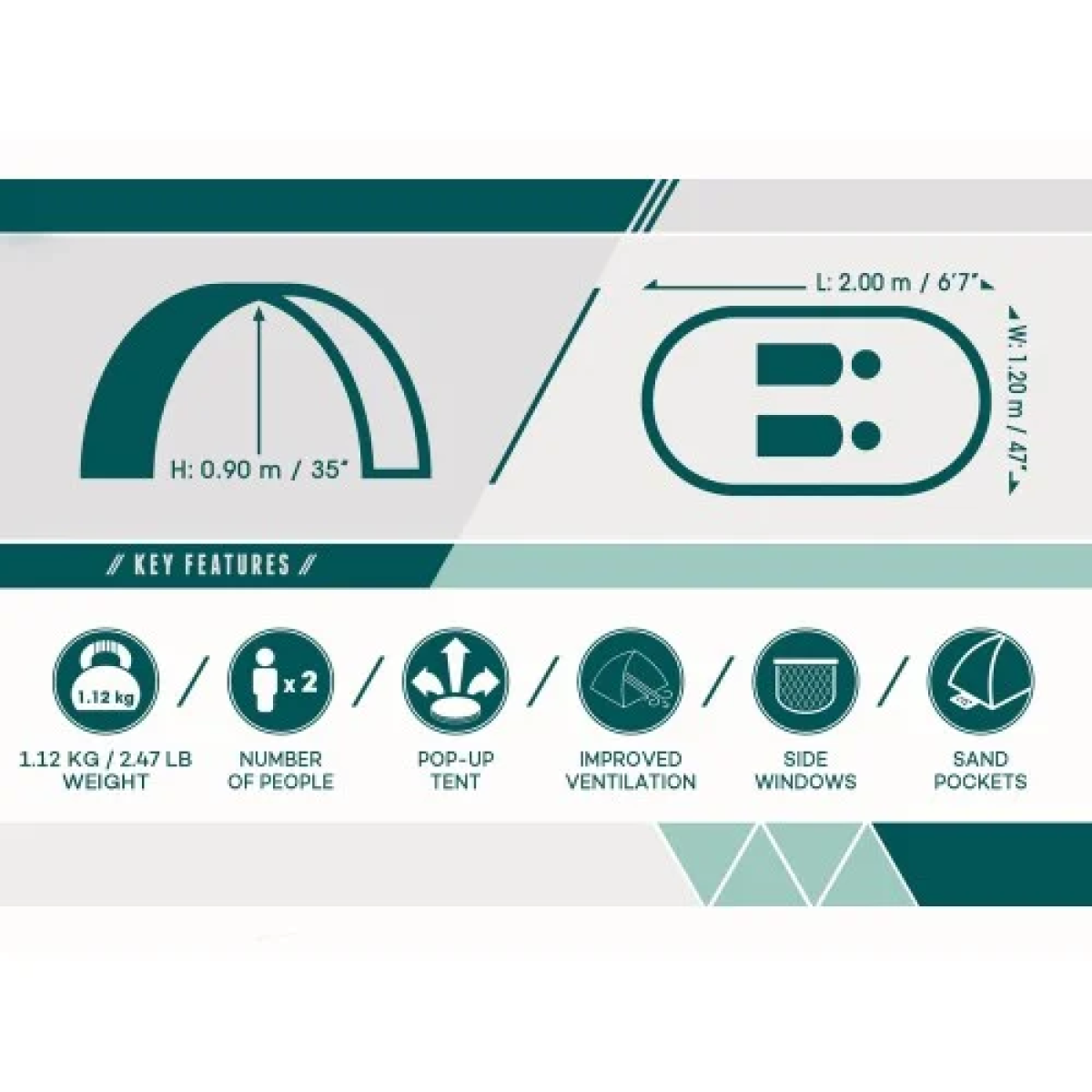 Pop-Up Σκηνή Παραλίας Γρήγορης Ανάπτυξης 200x120x90cm Bestway 68107 Πράσινη - Image 7