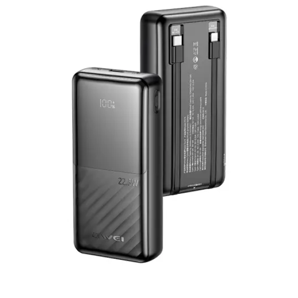 Power Bank γρήγορης φόρτισης 20000mAh 22.5W Awei P57K μαύρο