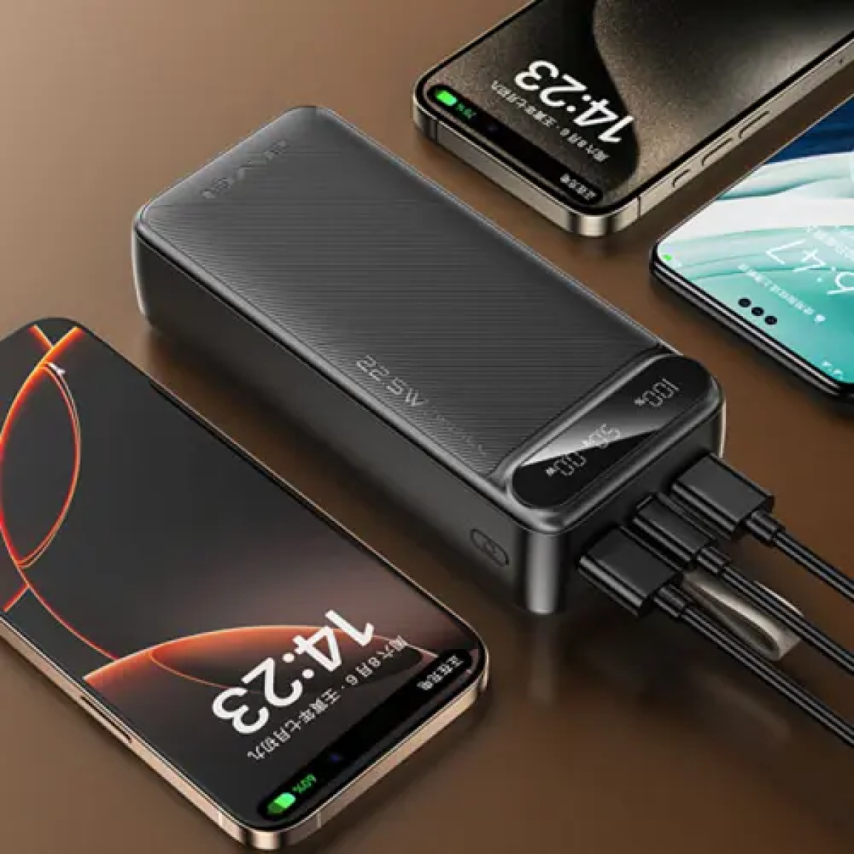 Power Bank γρήγορης φόρτισης 30000mAh 22.5W με 2 θύρες USB-A και θύρα USB-C Awei PA-12 μαύρο - Image 3