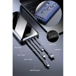 PowerBank 12000mAh με Ενσωματωμένα Καλώδια & Οθόνη LED Andowl Q-DC110 Μαύρο/Μπλε