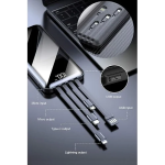 PowerBank 12000mAh με Ενσωματωμένα Καλώδια & Οθόνη LED Andowl Q-DC110 Μαύρο - Image 2