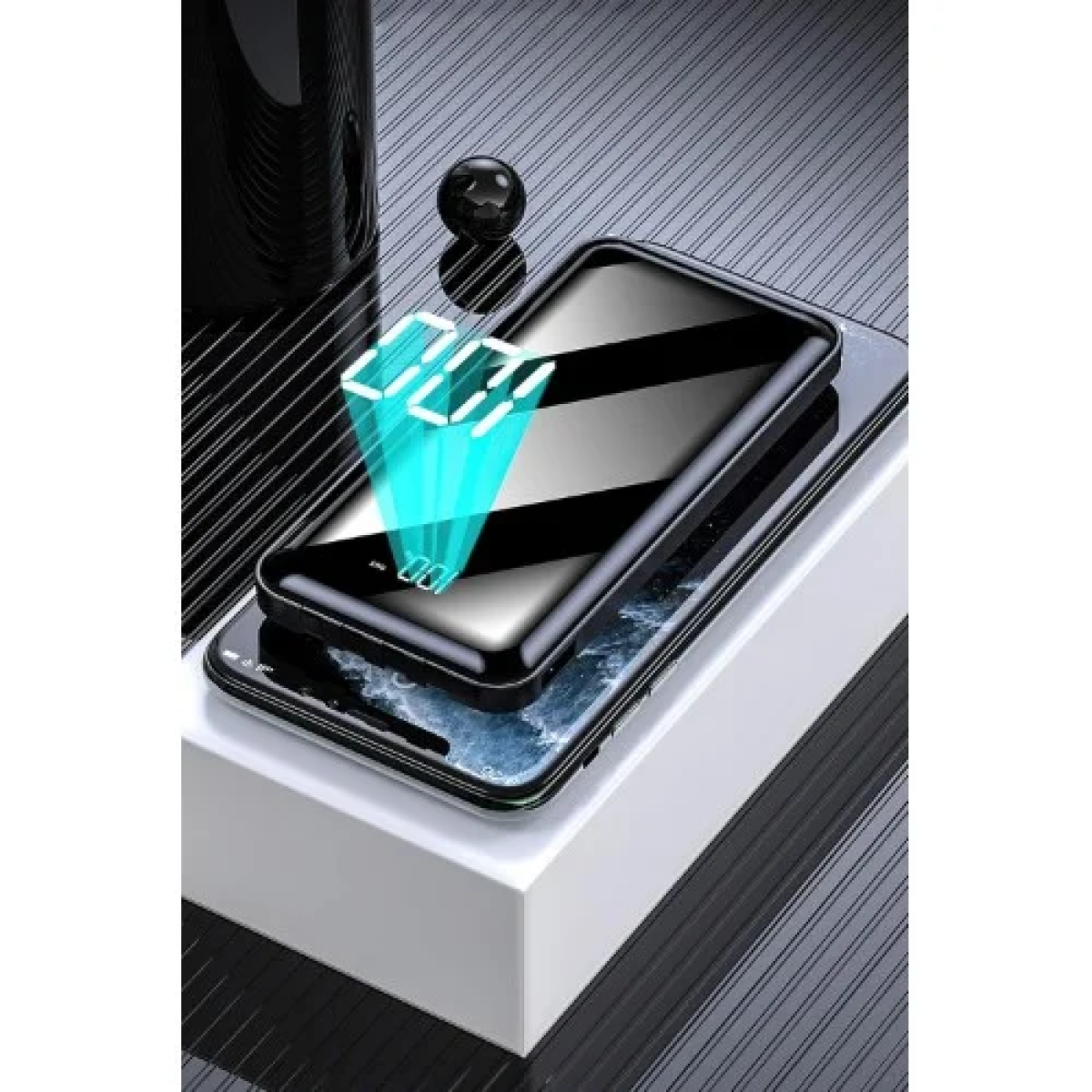 PowerBank 12000mAh με Ενσωματωμένα Καλώδια & Οθόνη LED Andowl Q-DC110 Μαύρο