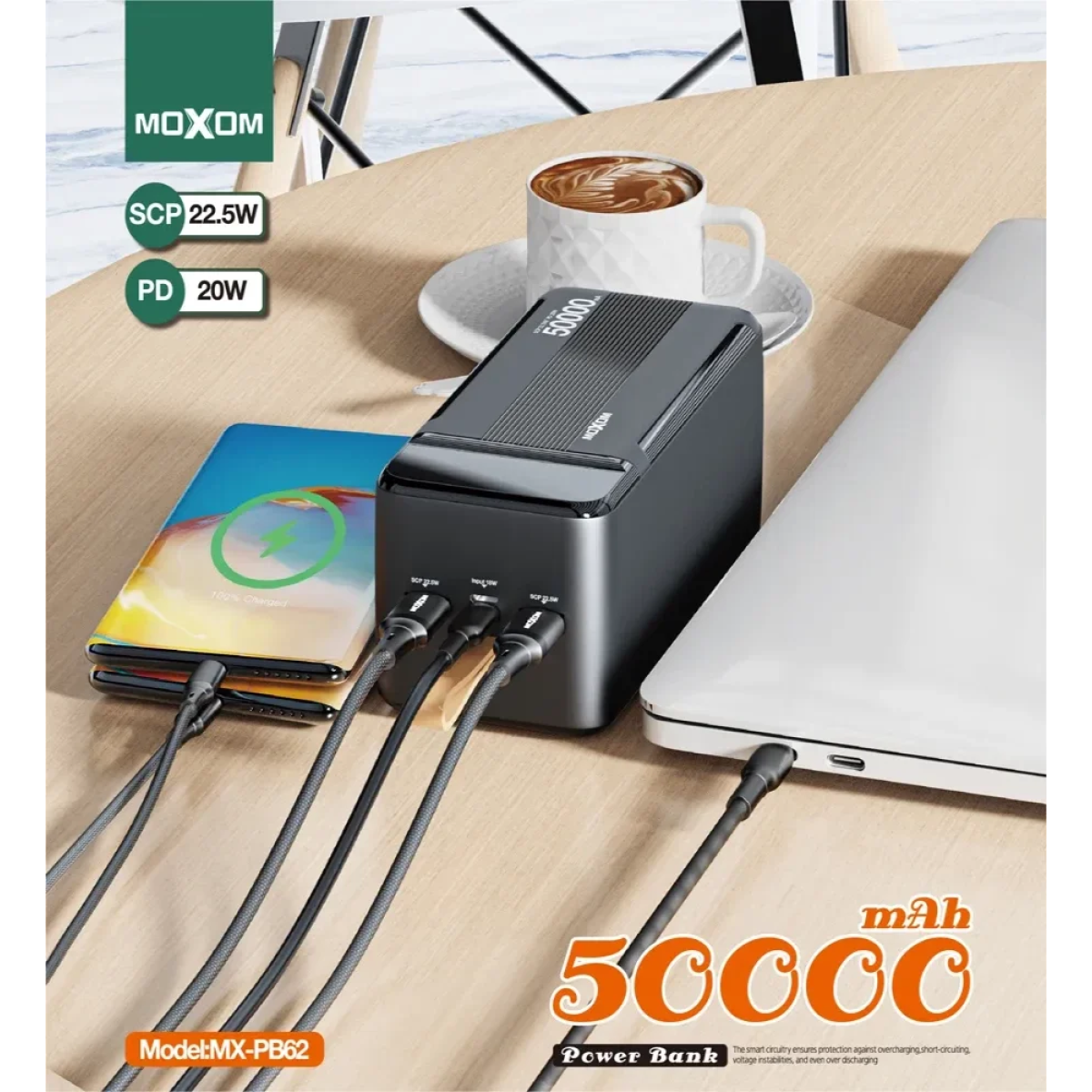 Powerbank 50000mAh SCP 22.5W PD 20W Moxom MX-PB158