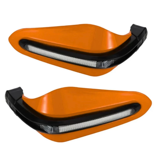 Προστατευτικές Χούφτες Μηχανής 22mm με LED Λευκό 2 τεμάχια – Πορτοκαλί