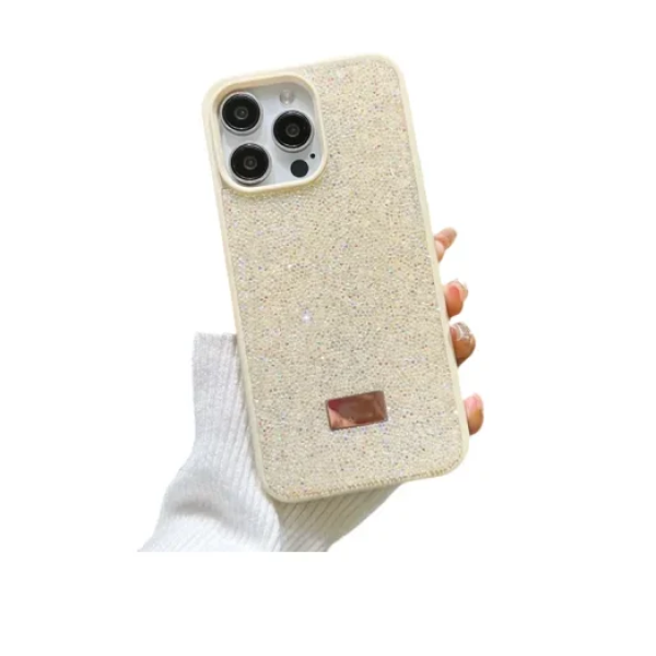 Προστατευτική θήκη για iPhone 12 με γκλίτερ - μπεζ