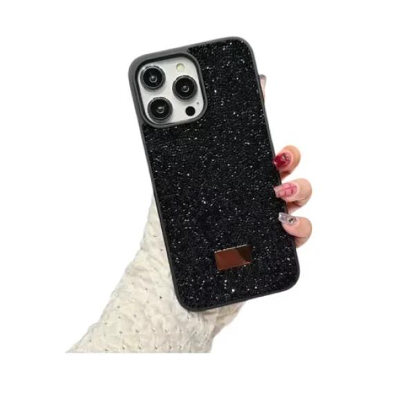 Προστατευτική θήκη για iPhone 12 με γκλίτερ - μαύρο