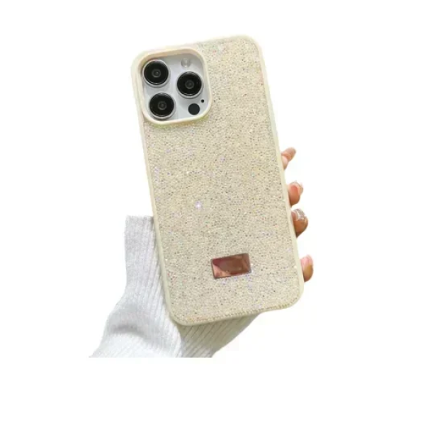 Προστατευτική θήκη για iPhone 14 Pro με γκλίτερ - μπεζ