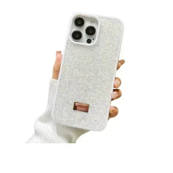 Προστατευτική θήκη για iPhone 16 Pro Max με γκλίτερ - λευκό