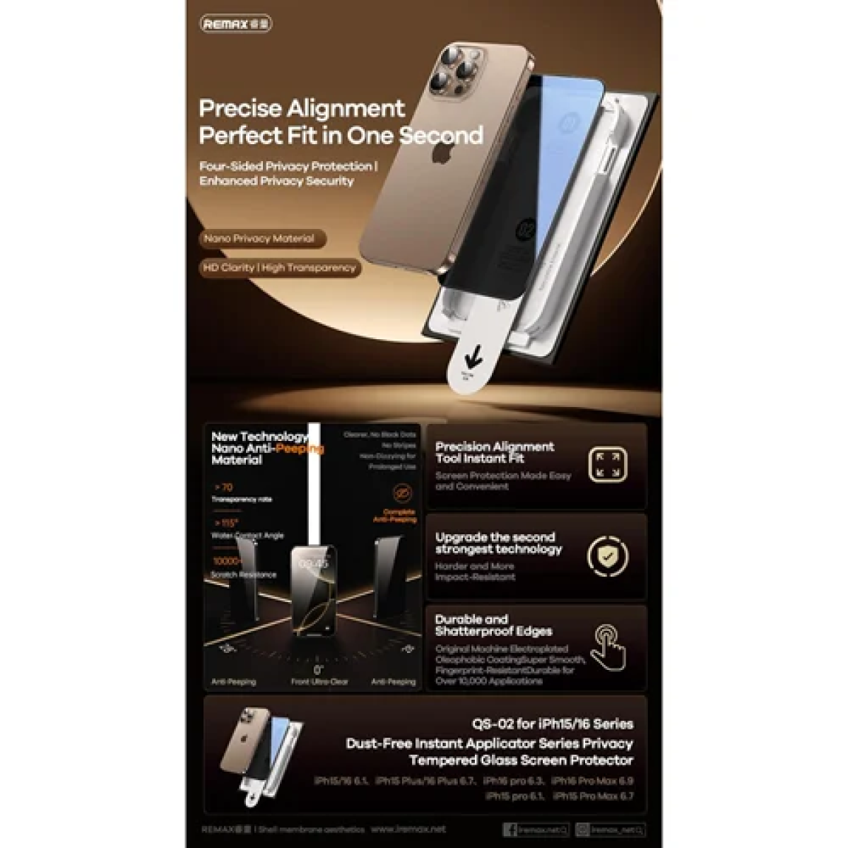 Προστατευτικό γυαλί οθόνης για iPhone 15 QS-02 διάφανο μαύρο - Image 2