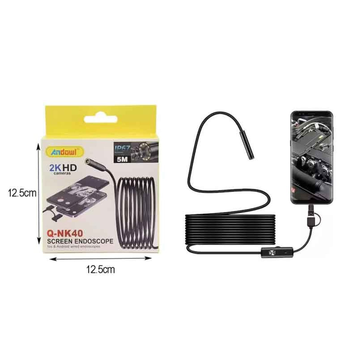 Ψηφιακή Κάμερα Ενδοσκόπιο 5m USB-A, Micro, Type-C IP67 Andowl Q-NK40