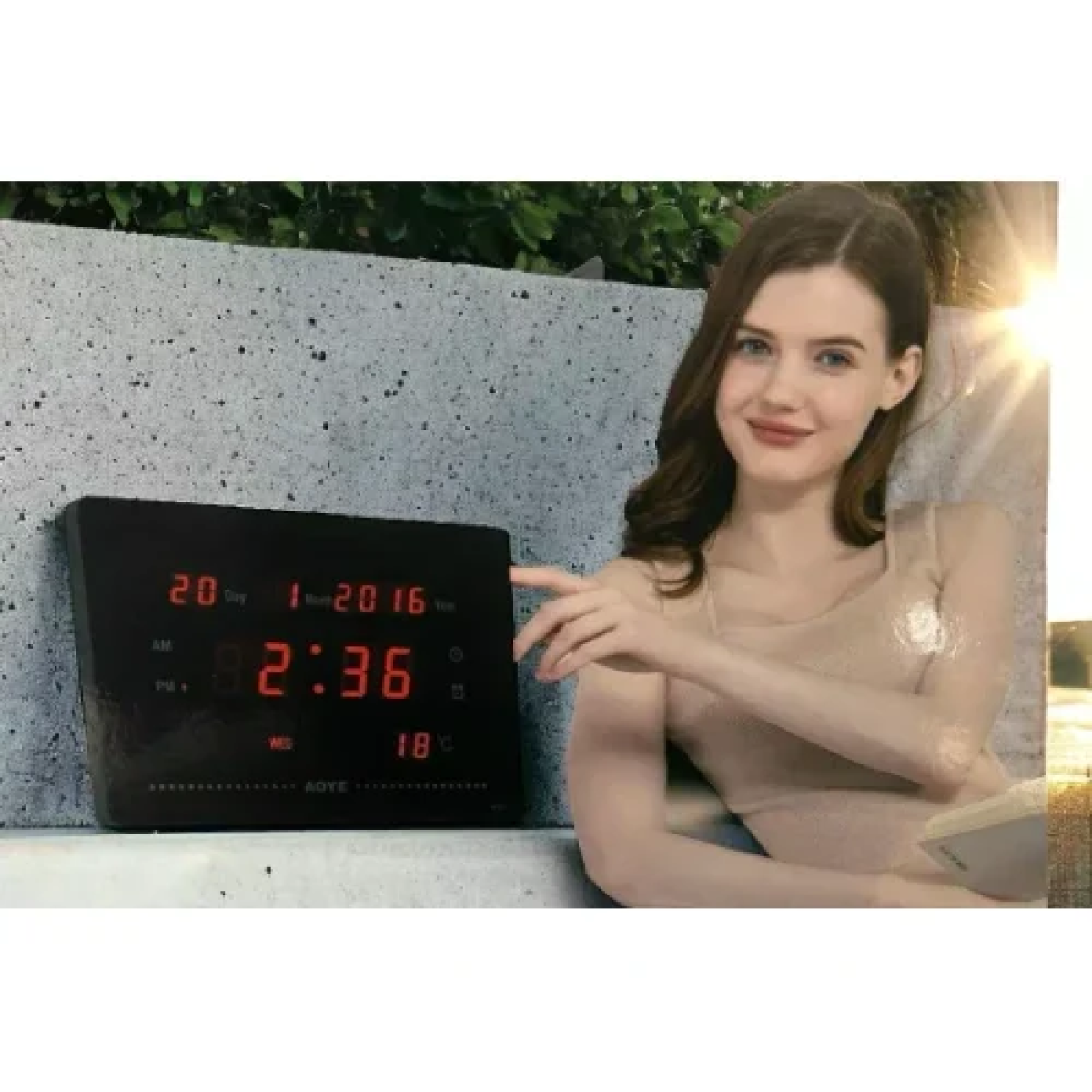 Ψηφιακό Ρολόι LED Τοίχου 155x235mm Με Θερμοκρασία Και Ημερολόγιο Arrango AK48213