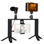 PULUZ 4 σε 1 Selfie Kit με Τρίποδο – Σταθερή Βάση Κινητού, Φωτισμό & Μικρόφωνο PKT3024 - Image 2
